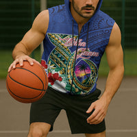 Guam Chamorro Sleeveless Zip Hoodie Tribal Latte Stone and Seal Artwork Polynesian Patterns