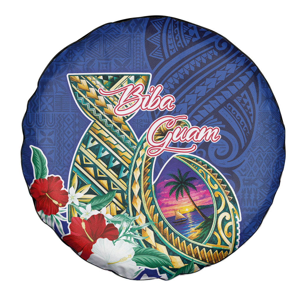 Guam Chamorro Spare Tire Cover Tribal Latte Stone and Seal Artwork Polynesian Patterns