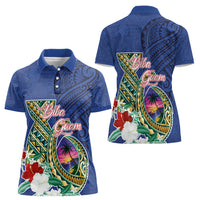 Guam Chamorro Women Polo Shirt Tribal Latte Stone and Seal Artwork Polynesian Patterns