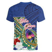 Guam Chamorro Women V-Neck T-Shirt Tribal Latte Stone and Seal Artwork Polynesian Patterns