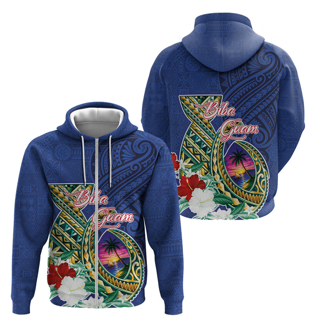 Guam Chamorro Zip Hoodie Tribal Latte Stone and Seal Artwork Polynesian Patterns