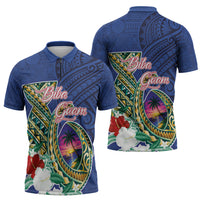Guam Chamorro Zipper Polo Shirt Tribal Latte Stone and Seal Artwork Polynesian Patterns