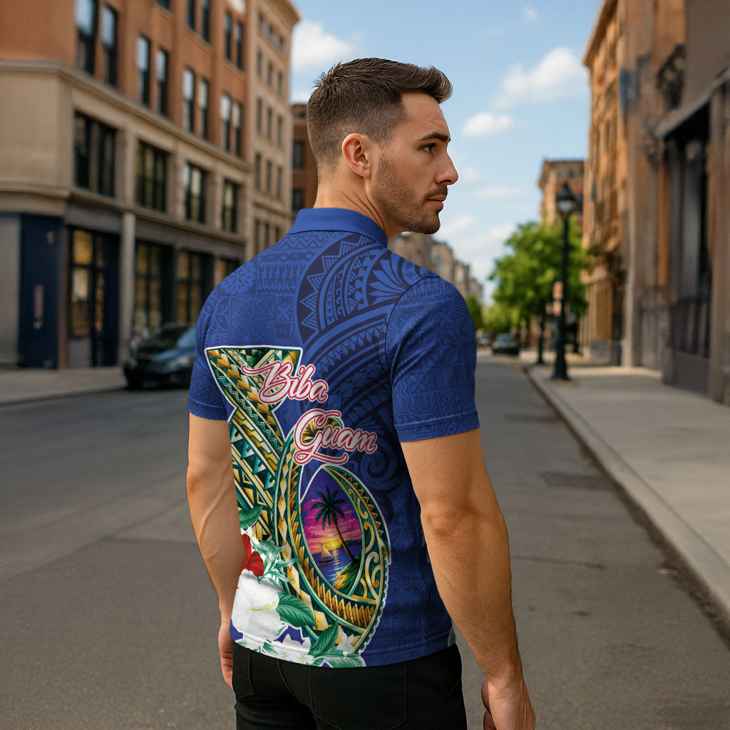 Guam Chamorro Zipper Polo Shirt Tribal Latte Stone and Seal Artwork Polynesian Patterns