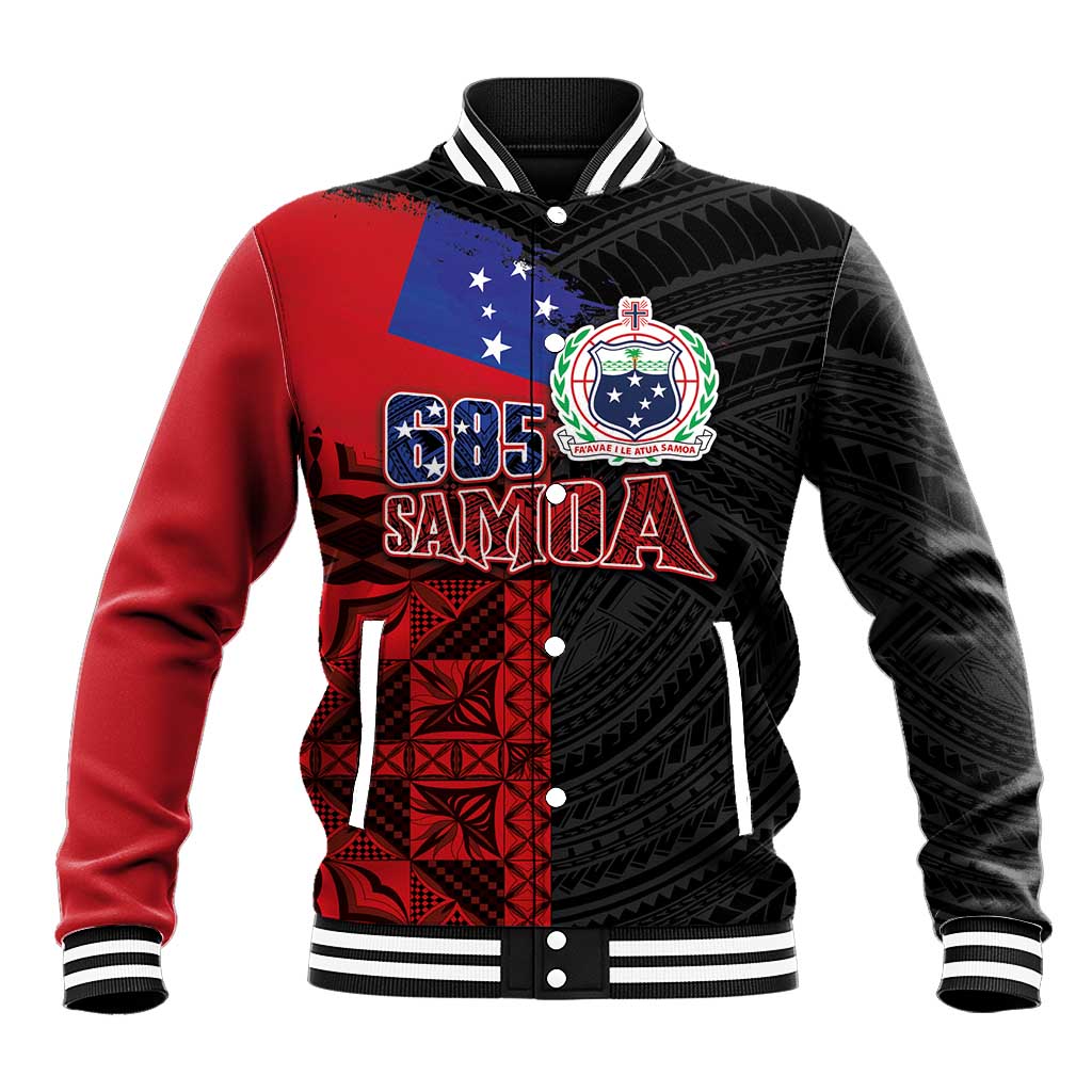 Personalised Samoa 685 Baseball Jacket Siapo Pattern and Samoa Flag Design