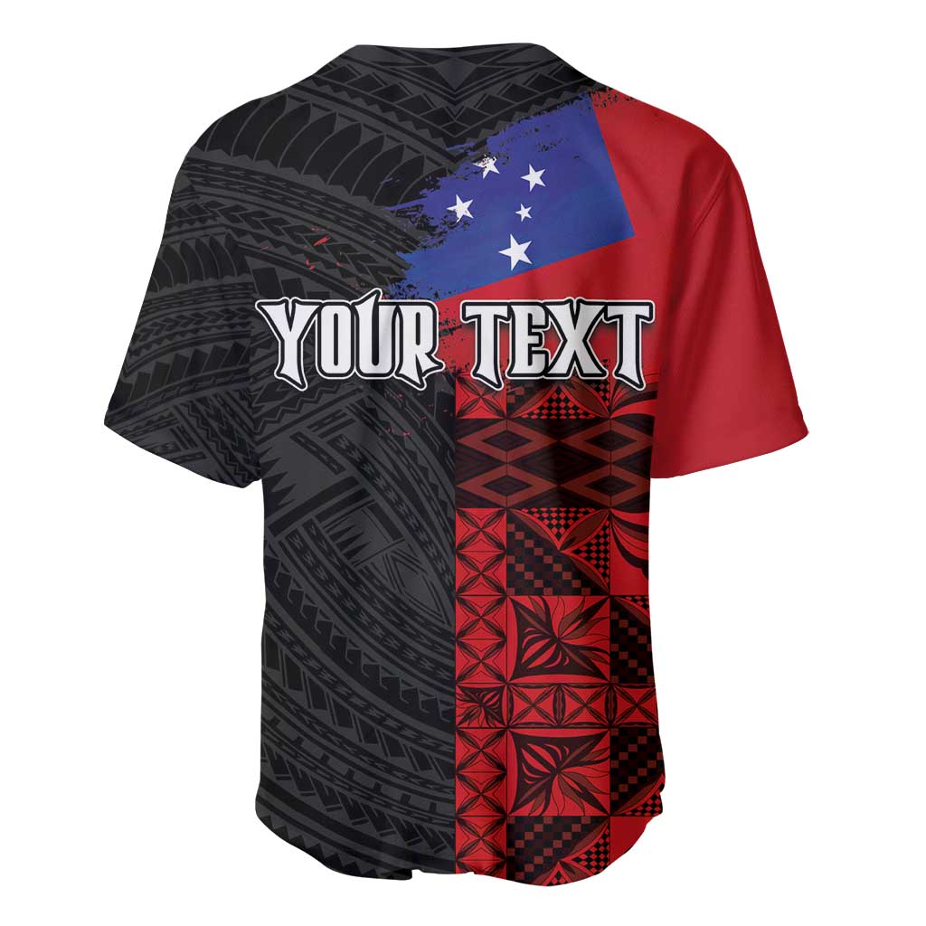 Personalised Samoa 685 Baseball Jersey Siapo Pattern and Samoa Flag Design
