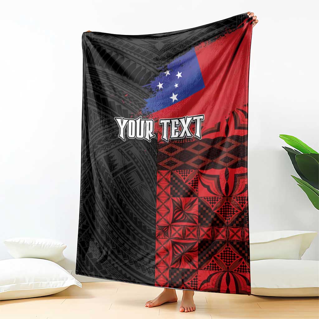 Personalised Samoa 685 Blanket Siapo Pattern and Samoa Flag Design