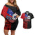 Personalised Samoa 685 Couples Matching Off Shoulder Short Dress and Hawaiian Shirt Siapo Pattern and Samoa Flag Design