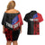 Personalised Samoa 685 Couples Matching Off Shoulder Short Dress and Hawaiian Shirt Siapo Pattern and Samoa Flag Design