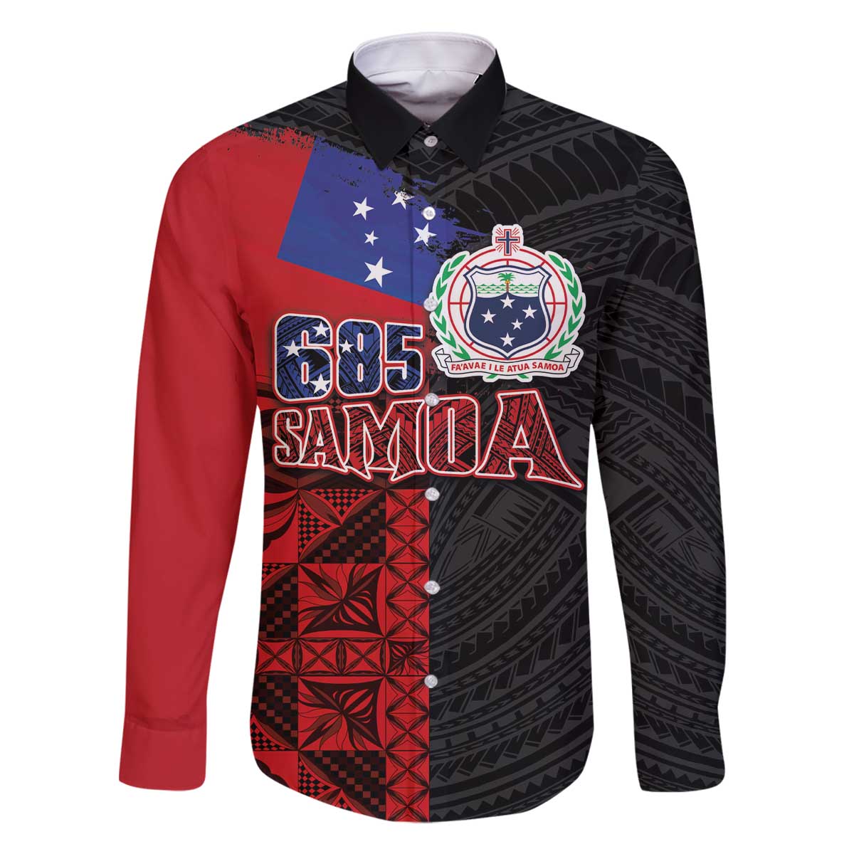 Personalised Samoa 685 Family Matching Off The Shoulder Long Sleeve Dress and Hawaiian Shirt Siapo Pattern and Samoa Flag Design