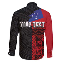 Personalised Samoa 685 Family Matching Off The Shoulder Long Sleeve Dress and Hawaiian Shirt Siapo Pattern and Samoa Flag Design