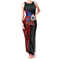 Personalised Samoa 685 Family Matching Tank Maxi Dress and Hawaiian Shirt Siapo Pattern and Samoa Flag Design