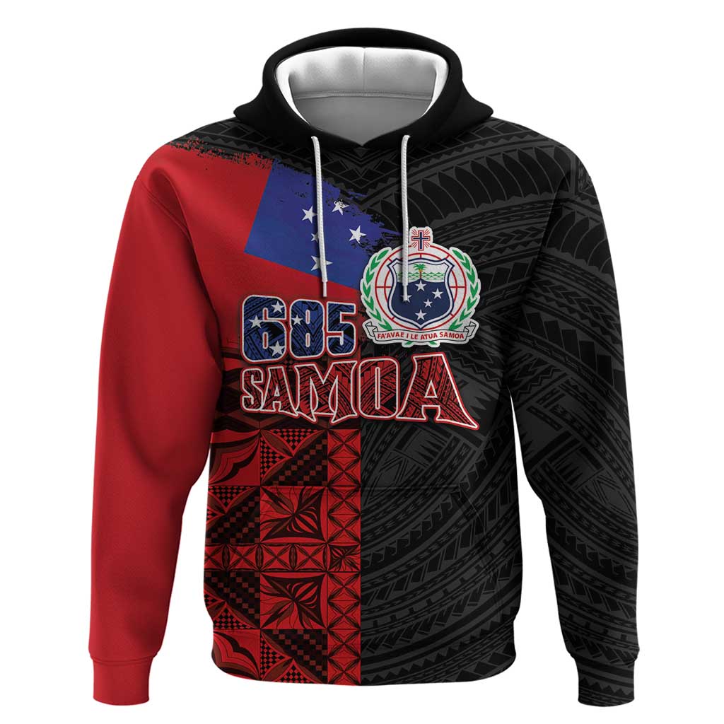 Personalised Samoa 685 Hoodie Siapo Pattern and Samoa Flag Design