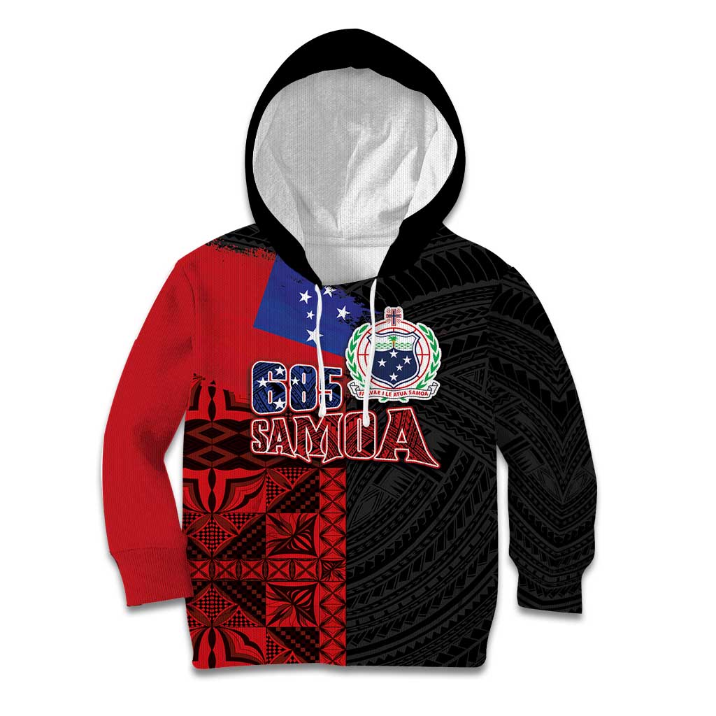 Personalised Samoa 685 Kid Hoodie Siapo Pattern and Samoa Flag Design