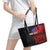 Personalised Samoa 685 Leather Tote Bag Siapo Pattern and Samoa Flag Design