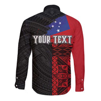 Personalised Samoa 685 Long Sleeve Button Shirt Siapo Pattern and Samoa Flag Design LT03 - Polynesian Pride