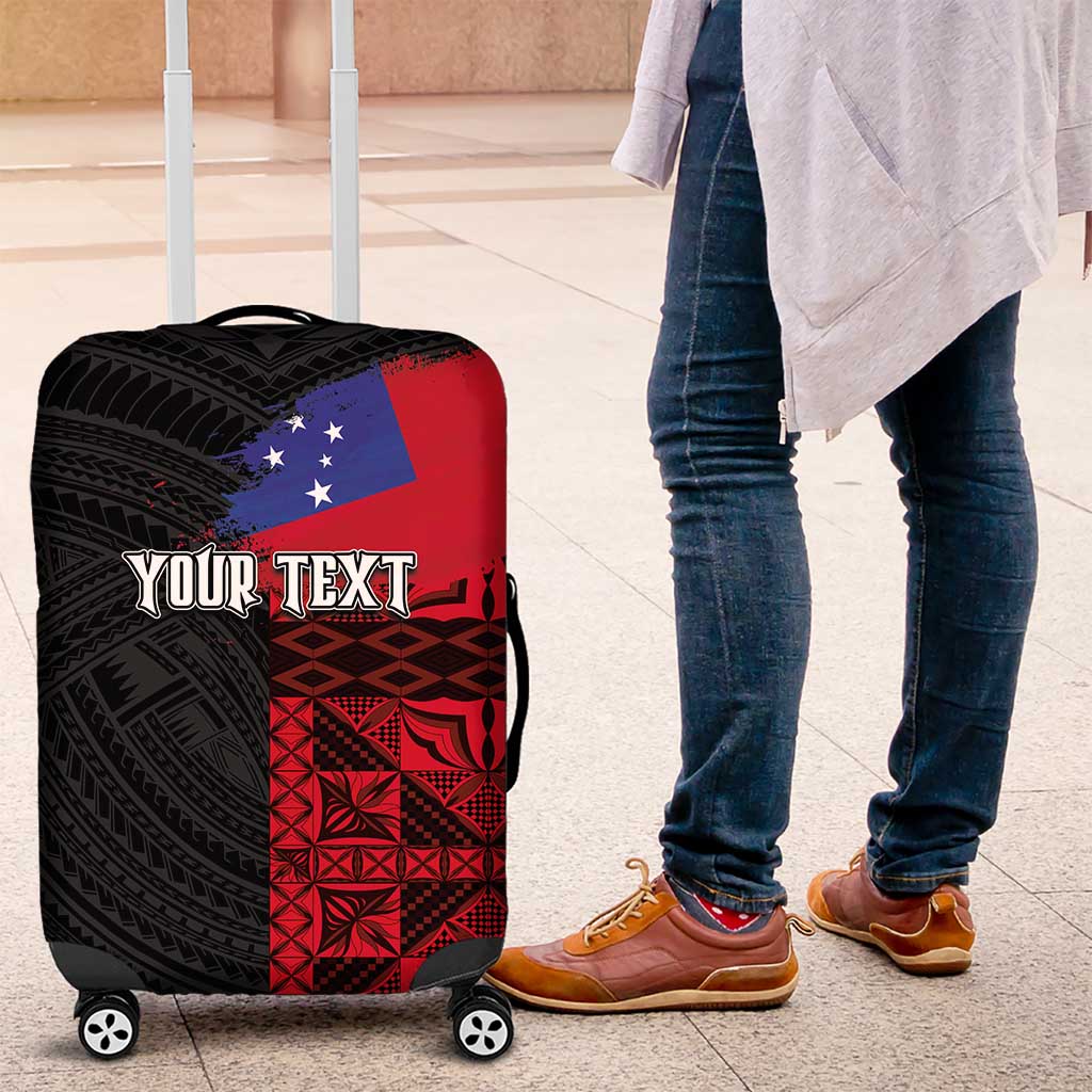 Personalised Samoa 685 Luggage Cover Siapo Pattern and Samoa Flag Design