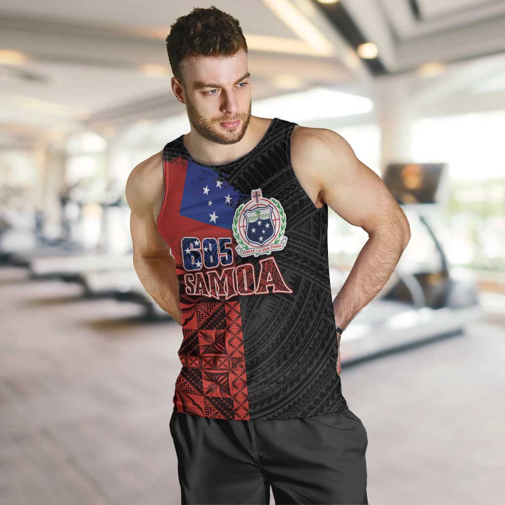 Personalised Samoa 685 Men Tank Top Siapo Pattern and Samoa Flag Design