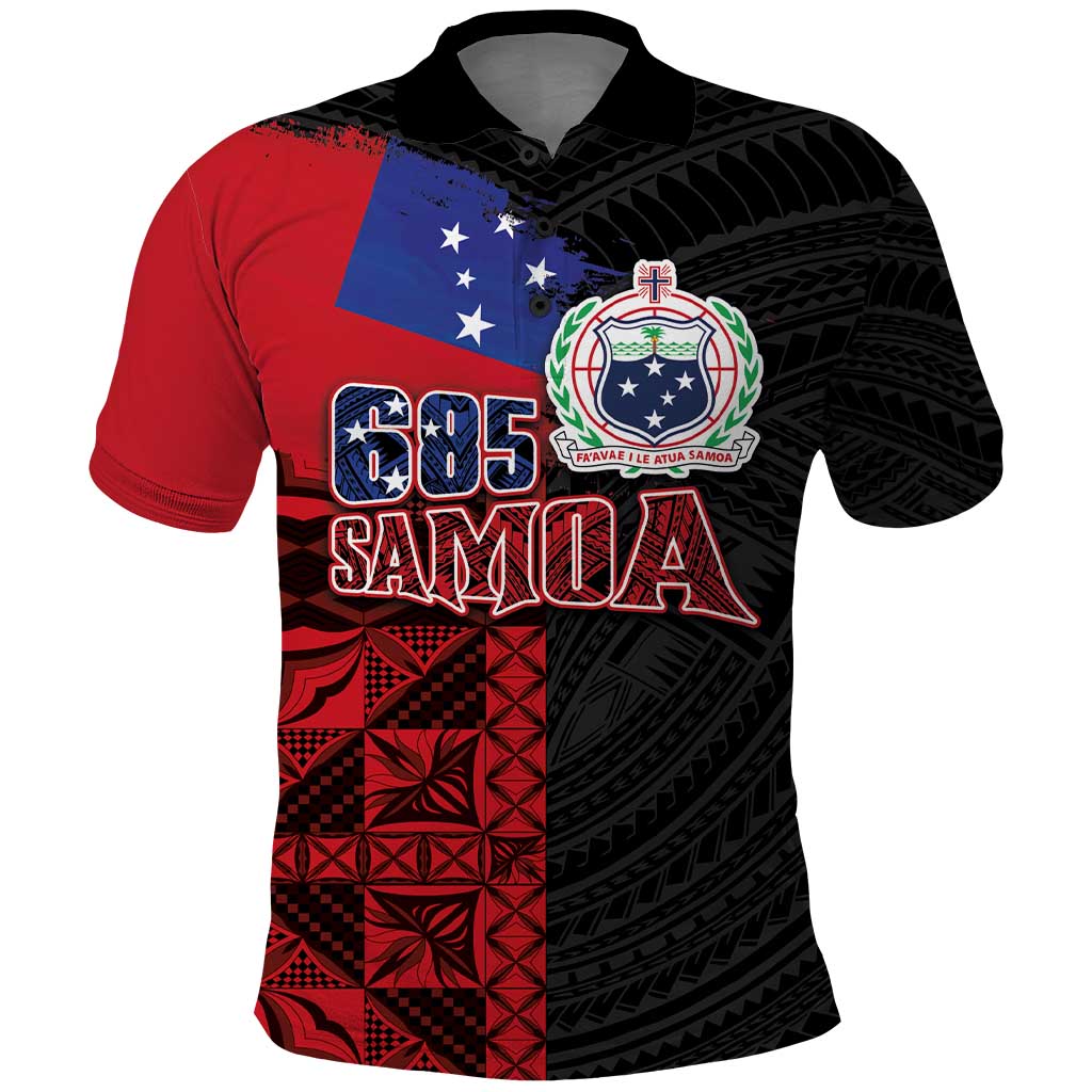 Personalised Samoa 685 Polo Shirt Siapo Pattern and Samoa Flag Design