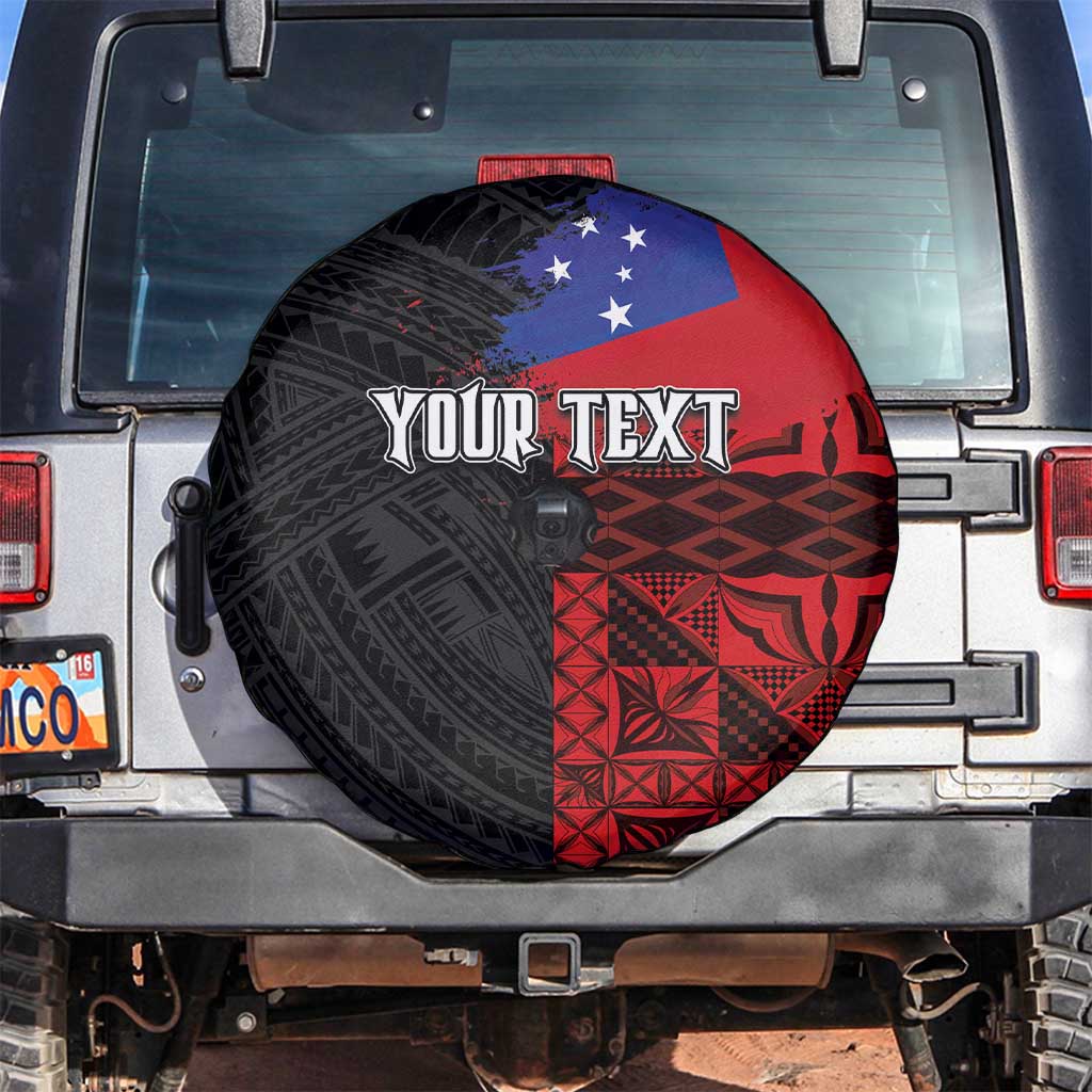 Personalised Samoa 685 Spare Tire Cover Siapo Pattern and Samoa Flag Design