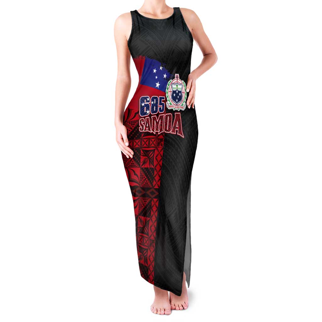 Personalised Samoa 685 Tank Maxi Dress Siapo Pattern and Samoa Flag Design