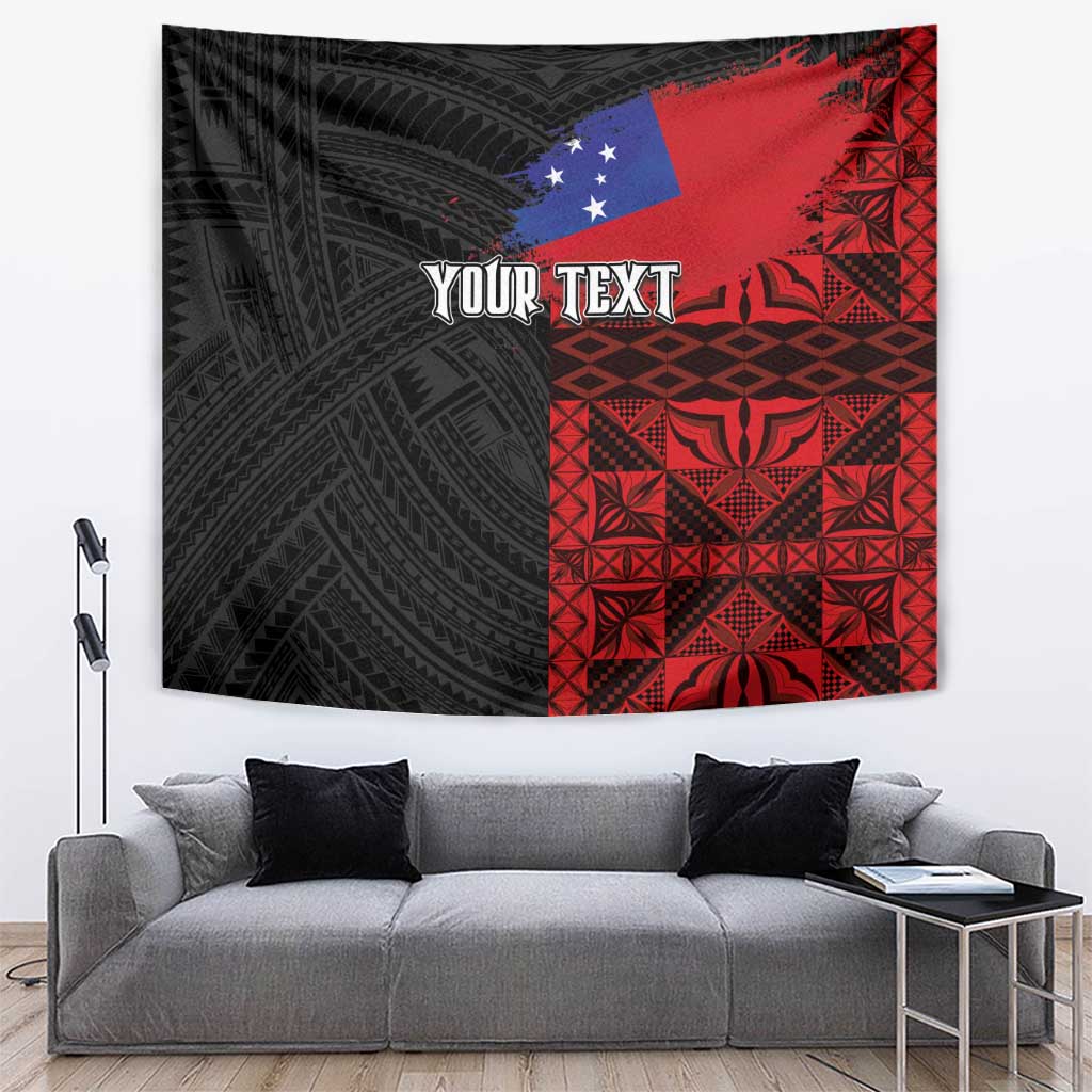 Personalised Samoa 685 Tapestry Siapo Pattern and Samoa Flag Design