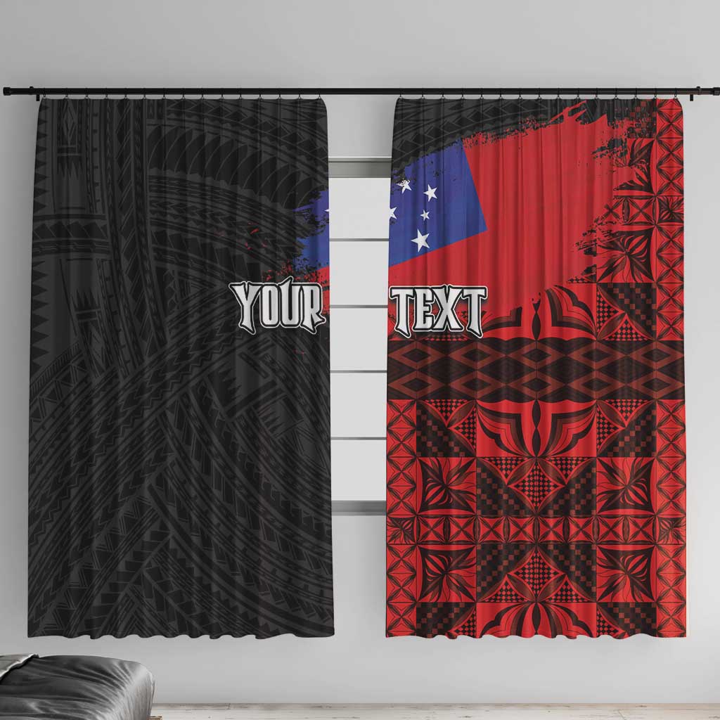 Personalised Samoa 685 Window Curtain Siapo Pattern and Samoa Flag Design