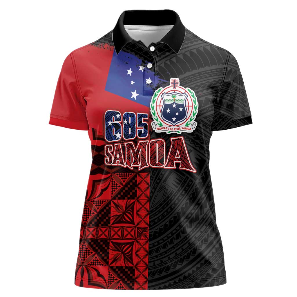 Personalised Samoa 685 Women Polo Shirt Siapo Pattern and Samoa Flag Design