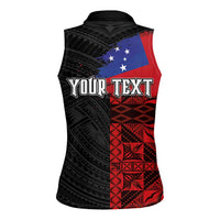 Personalised Samoa 685 Women Sleeveless Polo Shirt Siapo Pattern and Samoa Flag Design