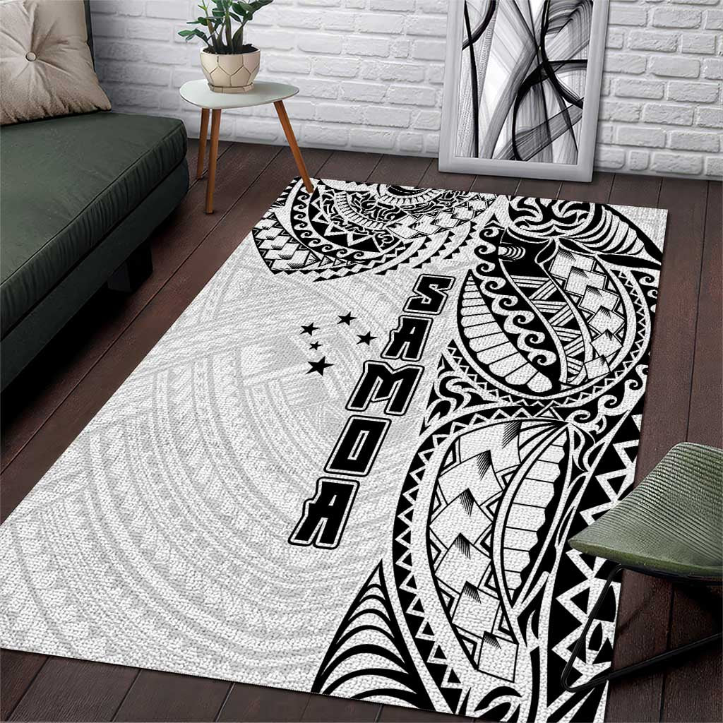 Samoa 685 Art Traditional Tattoo Pattern Area Rug White Color