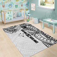 Samoa 685 Art Traditional Tattoo Pattern Area Rug White Color