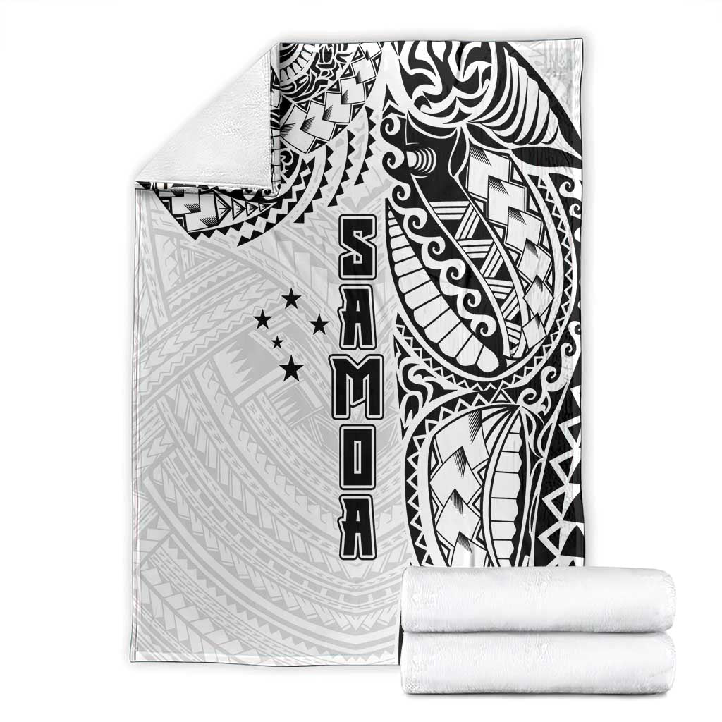 Samoa 685 Art Traditional Tattoo Pattern Blanket White Color