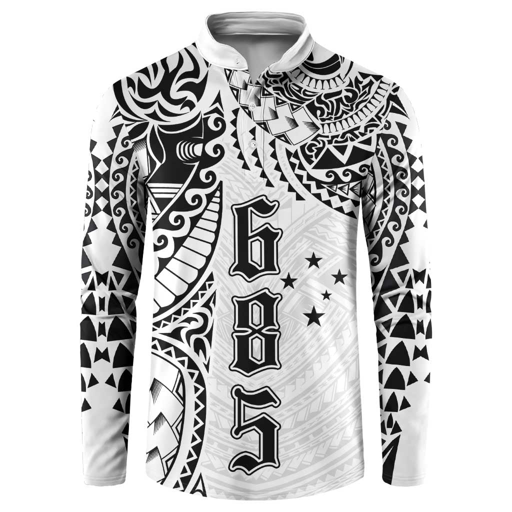 Samoa 685 Art Traditional Tattoo Pattern Button Sweatshirt White Color