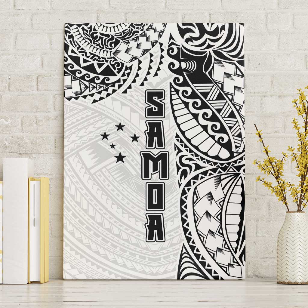 Samoa 685 Art Traditional Tattoo Pattern Canvas Wall Art White Color