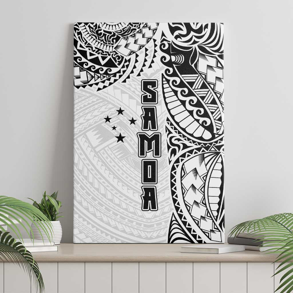 Samoa 685 Art Traditional Tattoo Pattern Canvas Wall Art White Color