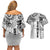 Samoa 685 Art Traditional Tattoo Pattern Couples Matching Off Shoulder Short Dress and Hawaiian Shirt White Color