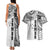 Samoa 685 Art Traditional Tattoo Pattern Couples Matching Tank Maxi Dress and Hawaiian Shirt White Color