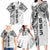 Samoa 685 Art Traditional Tattoo Pattern Family Matching Long Sleeve Bodycon Dress and Hawaiian Shirt White Color