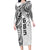 Samoa 685 Art Traditional Tattoo Pattern Family Matching Long Sleeve Bodycon Dress and Hawaiian Shirt White Color