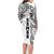 Samoa 685 Art Traditional Tattoo Pattern Family Matching Long Sleeve Bodycon Dress and Hawaiian Shirt White Color