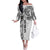 Samoa 685 Art Traditional Tattoo Pattern Family Matching Off The Shoulder Long Sleeve Dress and Hawaiian Shirt White Color