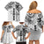 Samoa 685 Art Traditional Tattoo Pattern Family Matching Off Shoulder Short Dress and Hawaiian Shirt White Color