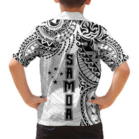 Samoa 685 Art Traditional Tattoo Pattern Family Matching Short Sleeve Bodycon Dress and Hawaiian Shirt White Color