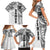 Samoa 685 Art Traditional Tattoo Pattern Family Matching Short Sleeve Bodycon Dress and Hawaiian Shirt White Color