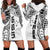 Samoa 685 Art Traditional Tattoo Pattern Hoodie Dress White Color