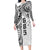 Samoa 685 Art Traditional Tattoo Pattern Long Sleeve Bodycon Dress White Color