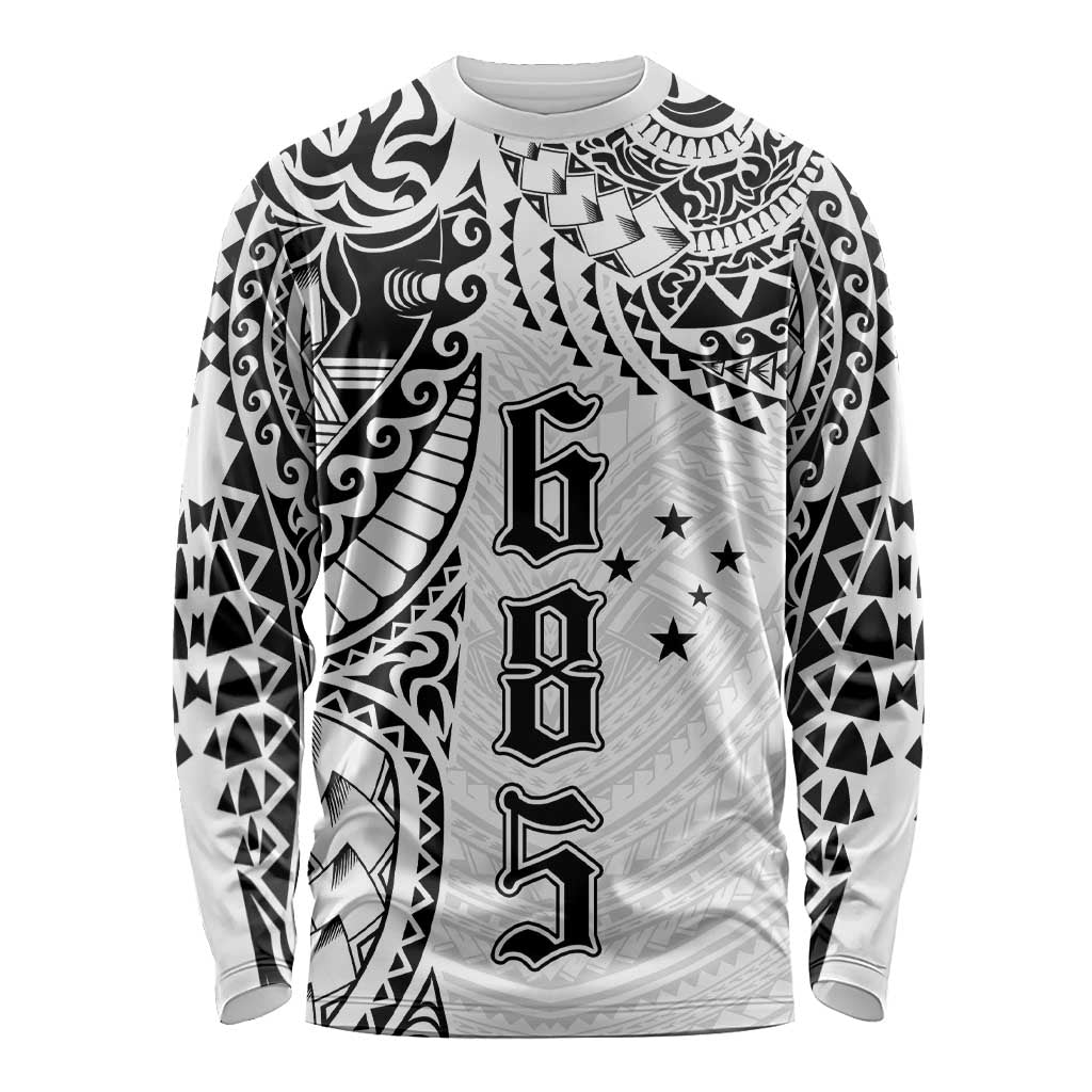 Samoa 685 Art Traditional Tattoo Pattern Long Sleeve Shirt White Color