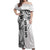 Samoa 685 Art Traditional Tattoo Pattern Off Shoulder Maxi Dress White Color