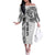 Samoa 685 Art Traditional Tattoo Pattern Off The Shoulder Long Sleeve Dress White Color