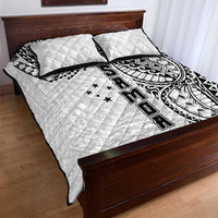 Samoa 685 Art Traditional Tattoo Pattern Quilt Bed Set White Color