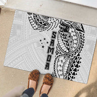 Samoa 685 Art Traditional Tattoo Pattern Rubber Doormat White Color